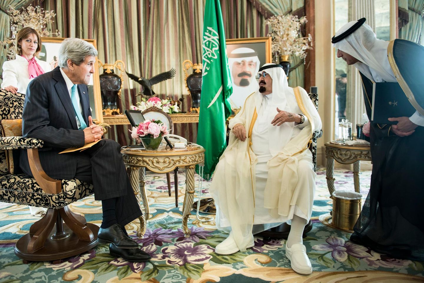 27. Juni 2014: US-Außenminister John Kerry ist bei König Abdullah bin Abdulaziz Al-Saud in Dschidda zu Gast.