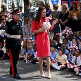 1. Juli 2014: Herzogin Catherine besucht die "Blessed Sacrament Catholic School" in London.