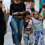 30. Juni 2014: Jennifer Lopez und ihre Kinder sind in New York City auf dem Weg zum Einkaufen.