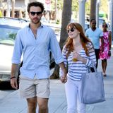 17. August 2014: Jessica Chastain schlendert mit ihrem Partner Gian Luca Passi durch Beverly Hills.