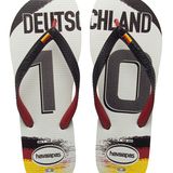 Damit sind wir gut zu Fuß: Flip-Flops mit Deutschland-Print sorgen für entspannte Füße. Von Havaianas, ca. 18 Euro