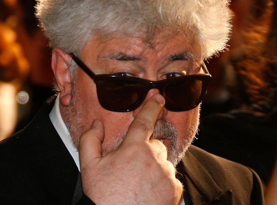 Regisseur Pedro Almodóvar rückt seine Sonnenbrille zurecht.