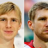 Per Mertesacker  2005 im Alter von 20 Jahren und 2014 mit 29