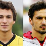 Mats Hummels  2008 im Alter von 19 Jahren und 2014 mit 25