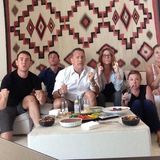 "Go!!!", schreibt Tom Hanks' Frau Rita Wilson zu dem Foto. Die ganze Familie drückt dem Klinsi-Team die Daumen - leider vergebens.