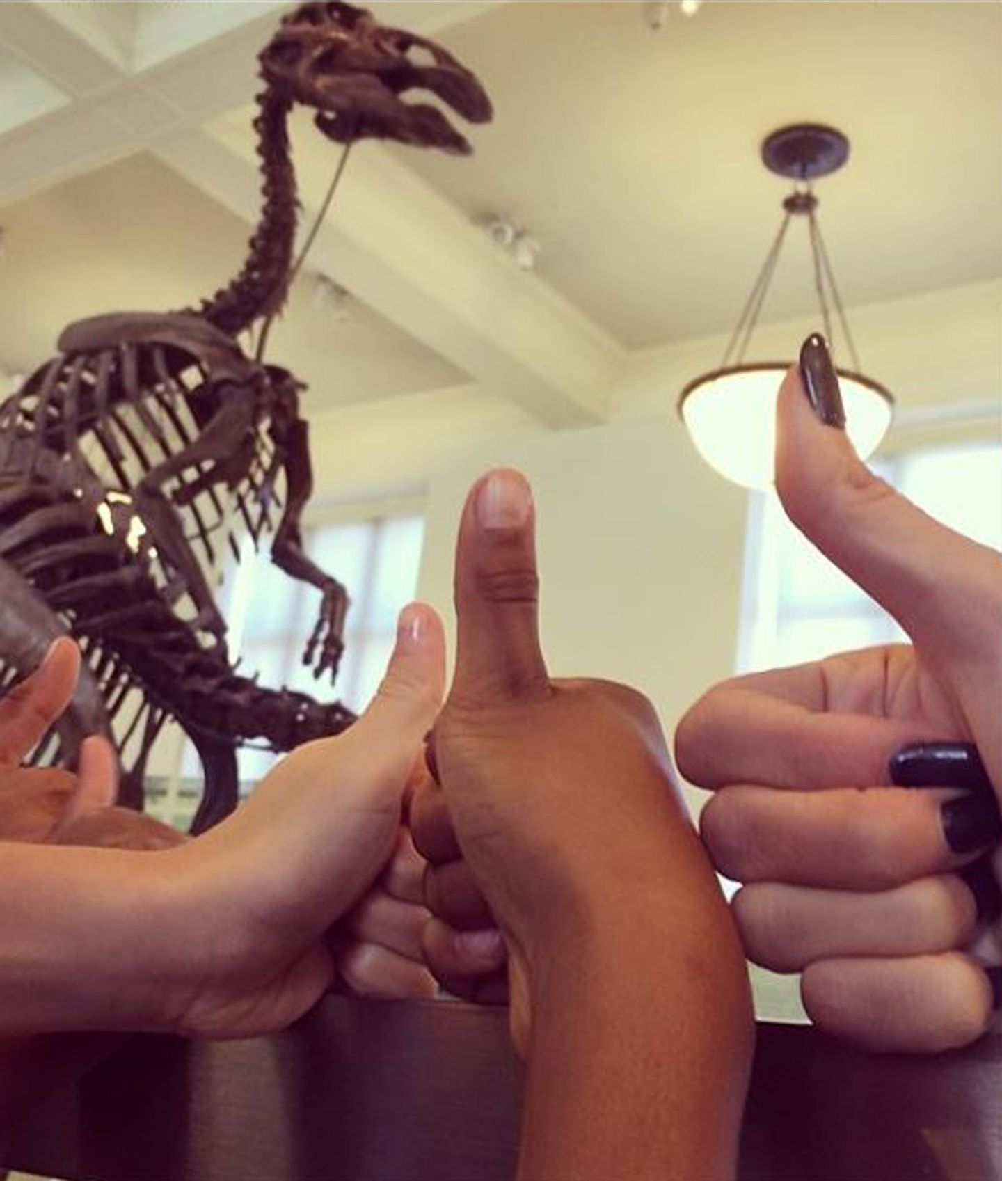 Nur die Dinos im "Natural History Museum" in New York hatten noch schärfere Krallen als Heidi Klum, die hier mit ihren Kindern ein "Daumen hoch" für die coole Präsentation postet.