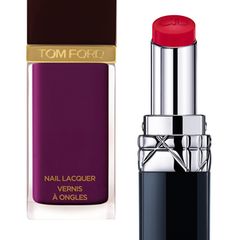 Links: "Nail Lacquer – Nr. 10 Viper" von Tom Ford, ca. 32 Euro. Rechts: "Rouge Dior Baume" von Dior, in 14 Nuancen, je ca. 35 Euro