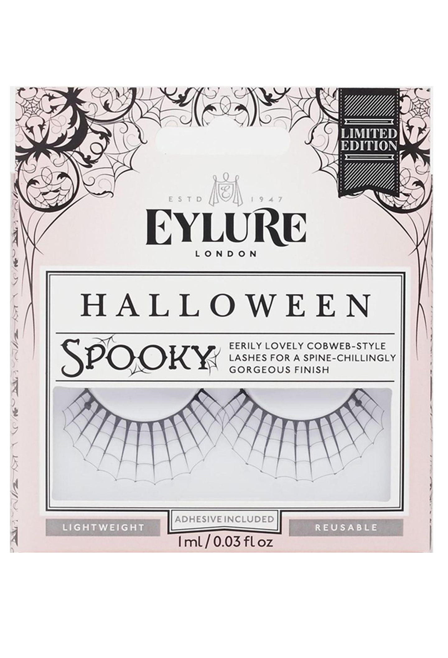 Daran bleiben alle Blicke haften: "Spooky"-Fakelashes in Spinnennetz-Optik. Von Eylure, ca. 11 Euro, limitiert