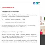 Die Homepage des Fürstenhauses verkündet die Geburt der Zwillinge Gabriella Thérèse Marie und Jacques Honoré Rainier.