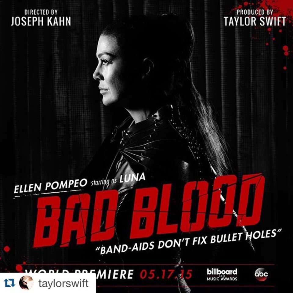 Mai 2015 Für ihr neues Musikvideo "Bad Blood" scharrt Taylor Swift eine ganze Reihe an Stars zusammen. Auch Ellen Pompeo unterstützt die Sängerin als "Luna". Mai 2015 Für ihr neues Musikvideo "Bad Blood" scharrt Taylor Swift eine ganze Reihe an Stars zusammen. Auch Ellen Pompeo unterstützt die Sängerin als "Luna".