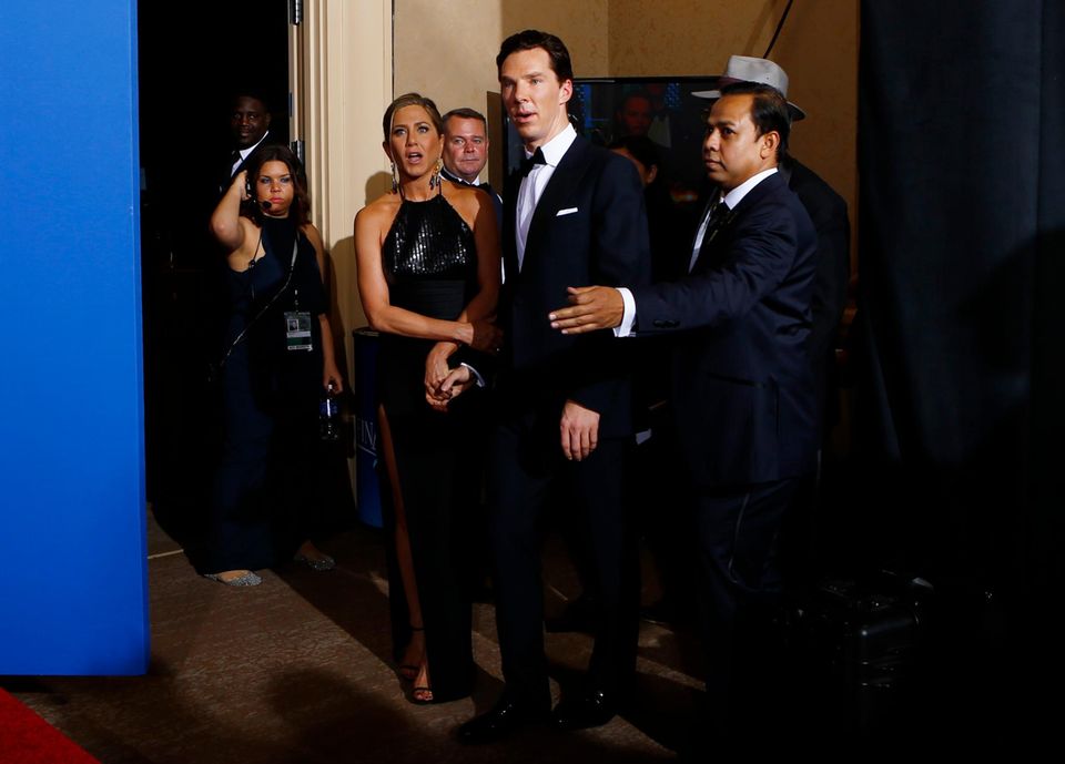 Benedict Cumberbatch und Jennifer Aniston hinter den Kulissen der Verleihung
