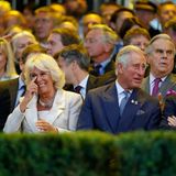 Die royalen Ehrengäste, Prinz William, Herzogin Camilla, Prinz Charles und Prinz Harry, scheinen sich bestens zu amüsieren.