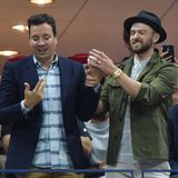 Jimmy Fallon und Justin Timberlake legen ein kleines Tänzchen hin.