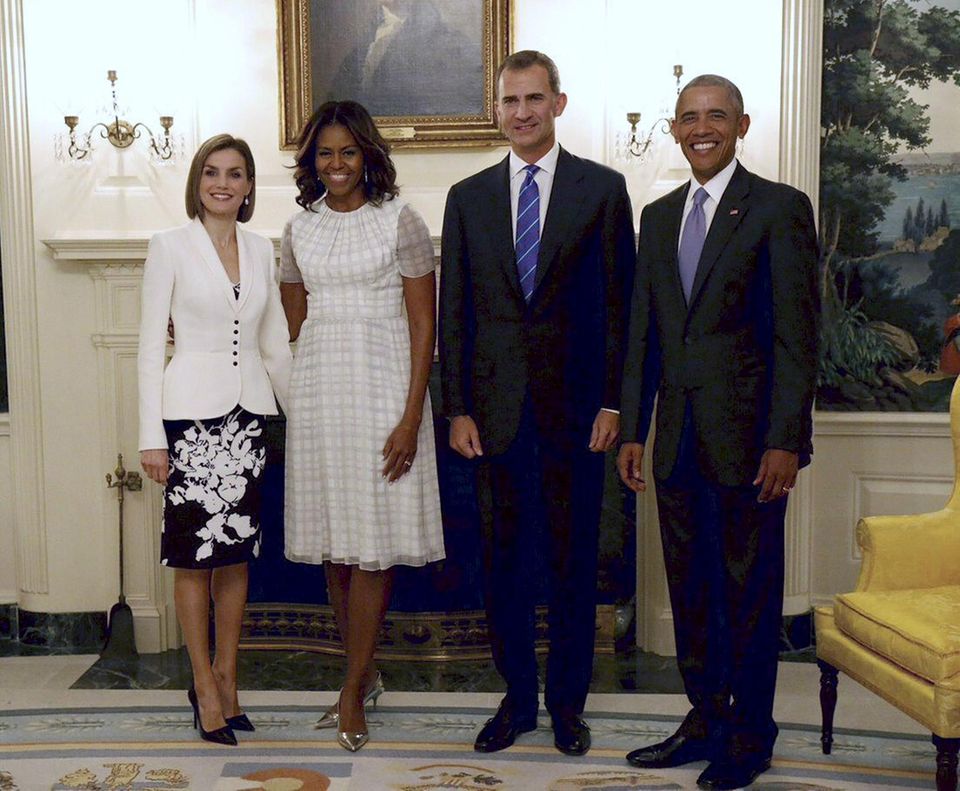 Das spanische Königspaar trifft beim Staatsbesuch natürlich auf US-Präsidenten Barack Obama und First Lady Michelle Obama.