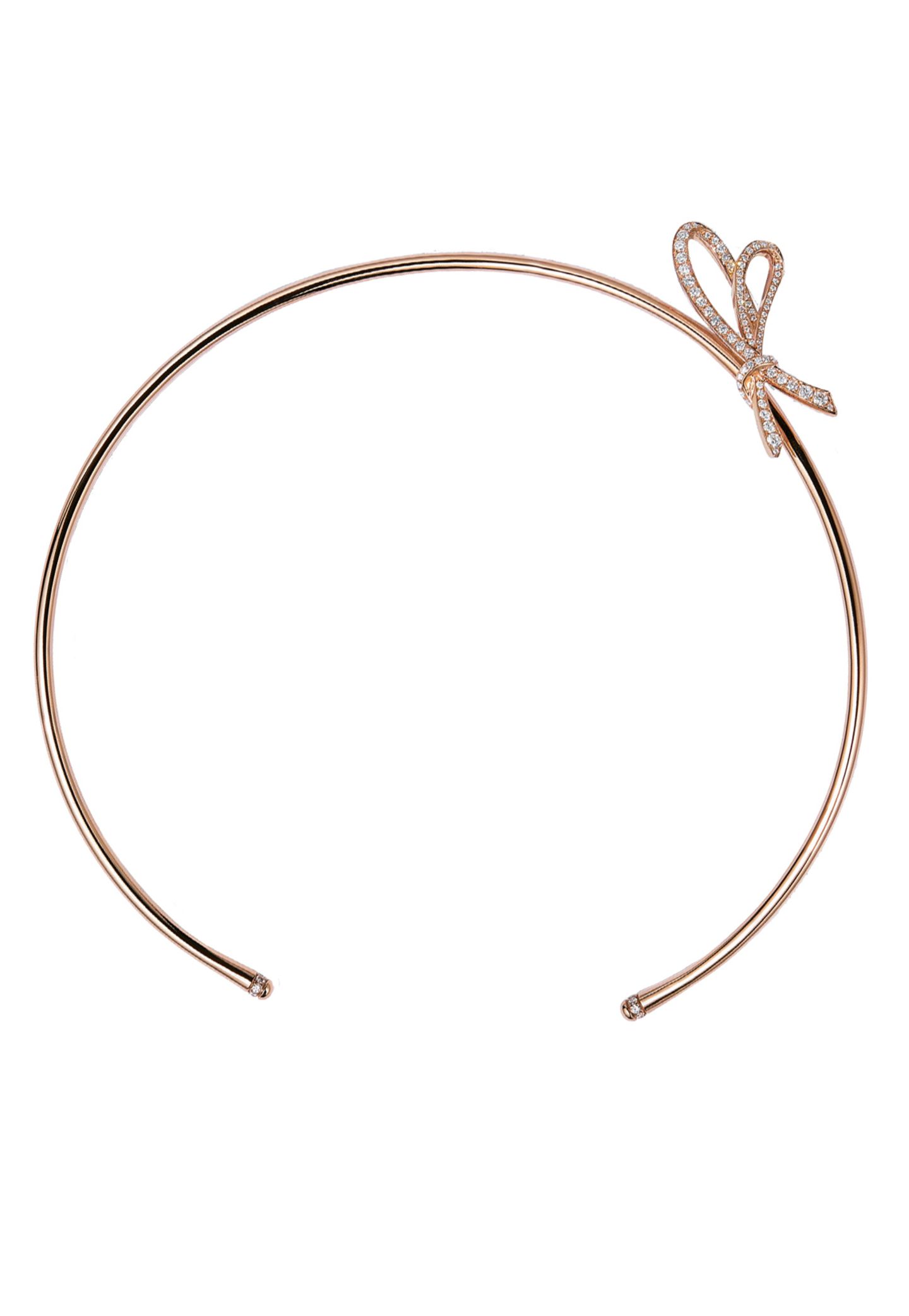 Schmucke Schleife: Halskette aus 18-Karat-Roségold mit Diamanten, von Tiffany & Co., ca. 11.500 Euro