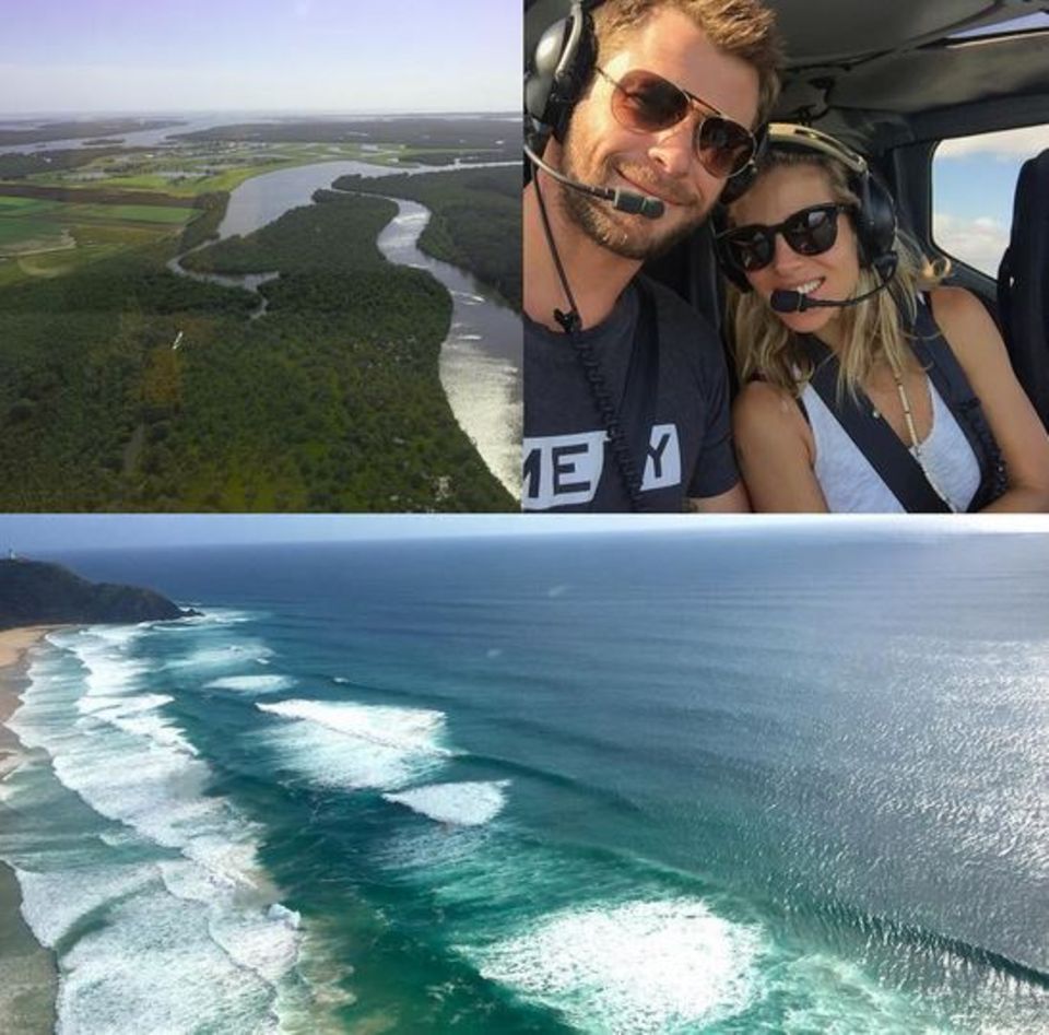 Januar 2016  Chris Hemsworth und Elsa Pataky schauen sich die australische Heimat des Schauspielers aus luftiger Höhe an.