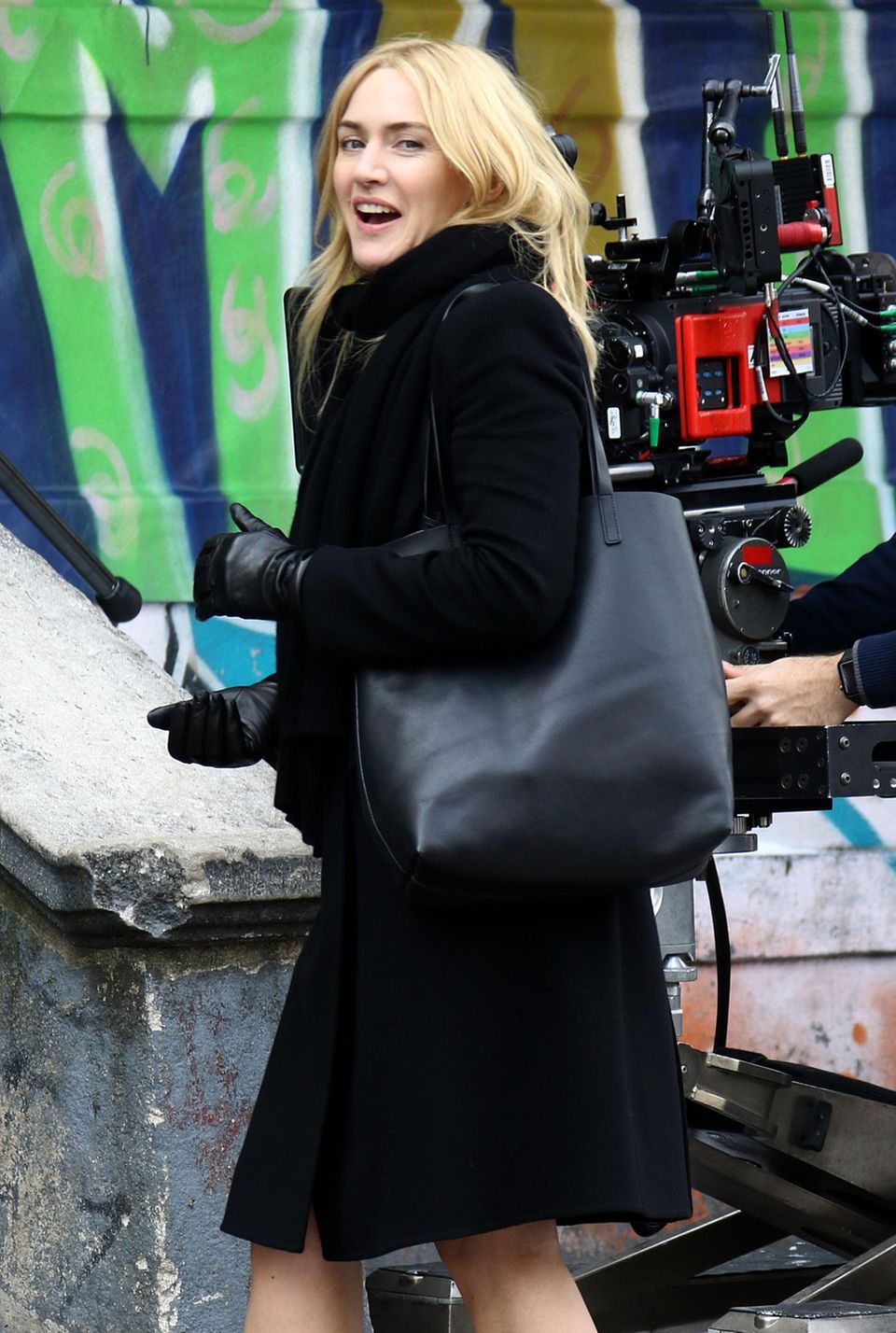 16. März 2016: Die Schauspielerin Kate Winslet dreht in Manhattan Szenen für das Indie-Drama Collateral Beauty, das 2017 in die Kinos kommt.