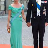 Zur kirchlichen Hochzeit von Prinz Carl Philip und Sofia von Schweden am 13. Juni 2015 hat Marie sich für ein grünes Kleid entschieden.