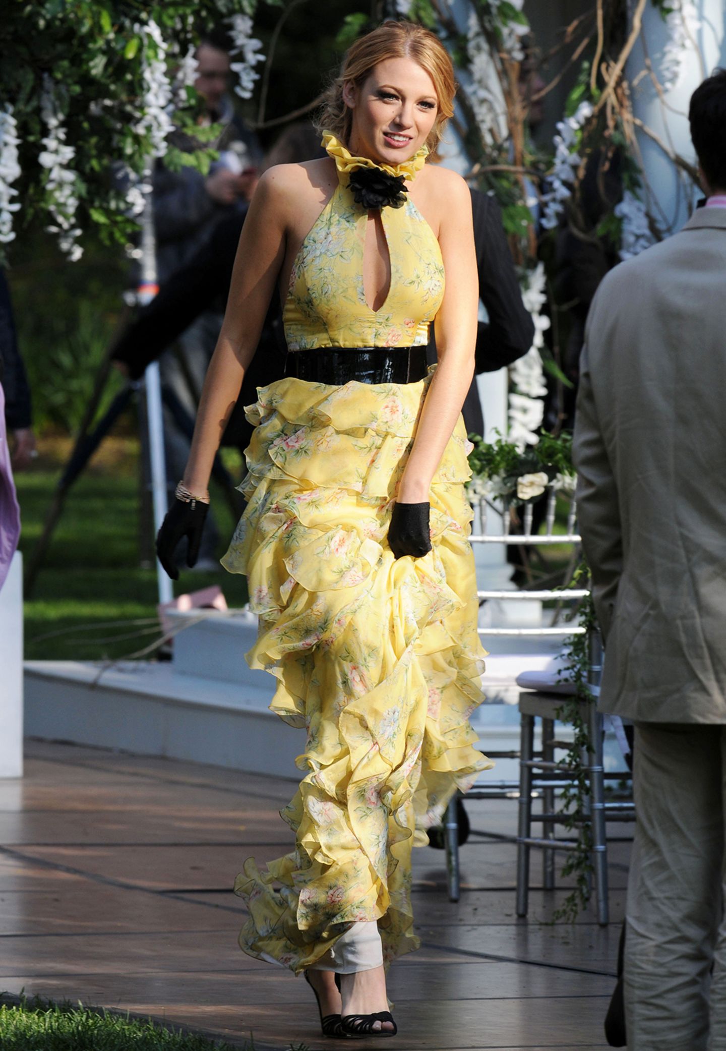 Serena van der Woodsen Wearing a Yellow Halter Dress
