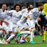 Die Spannung ist vorbei! Real Madrid feiert den Sieg des Champion's League-Finales 2016 in Mailand.