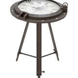 Richtungsweisend: Beistelltisch aus Metall mit Uhr im Kompass-Style (Urban Designs, ca. 120 Euro, über amazon.com)