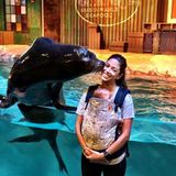 Ein Küsschen von Diego dem Seelöwen für Mama Nicole Michele Johnson. Baby Boomer beeindruckt es wohl nicht wirklich, er schaut gelangweilt auf die andere Seite.