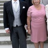 Taufe Prinz Alexander von Schweden: Die Eltern von Prinzessin Hellqvist, Eric und Marie Hellqvist. Mama Marie trägt Rosa.