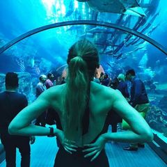 Stefanie Giesinger staunt über die tolle Kulisse in einem Aquarium in Dubai.