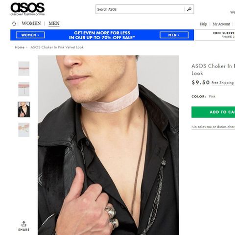 ASOS Choker In Pink Velvet Look
