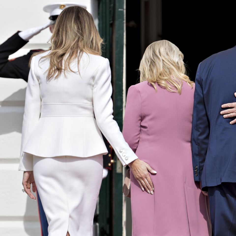 Melania Trump, Sara Netanyahu, Benjamin Netanyahu und Donald Trump beim Empfang im Weißen Haus am 15. Februar 2017