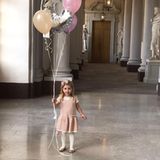 20. Februar 2017   Mit Ballons im Palast: Prinzessin Leonore, Tochter von Madeleine von Schweden feiert ihren dritten Geburtstag.