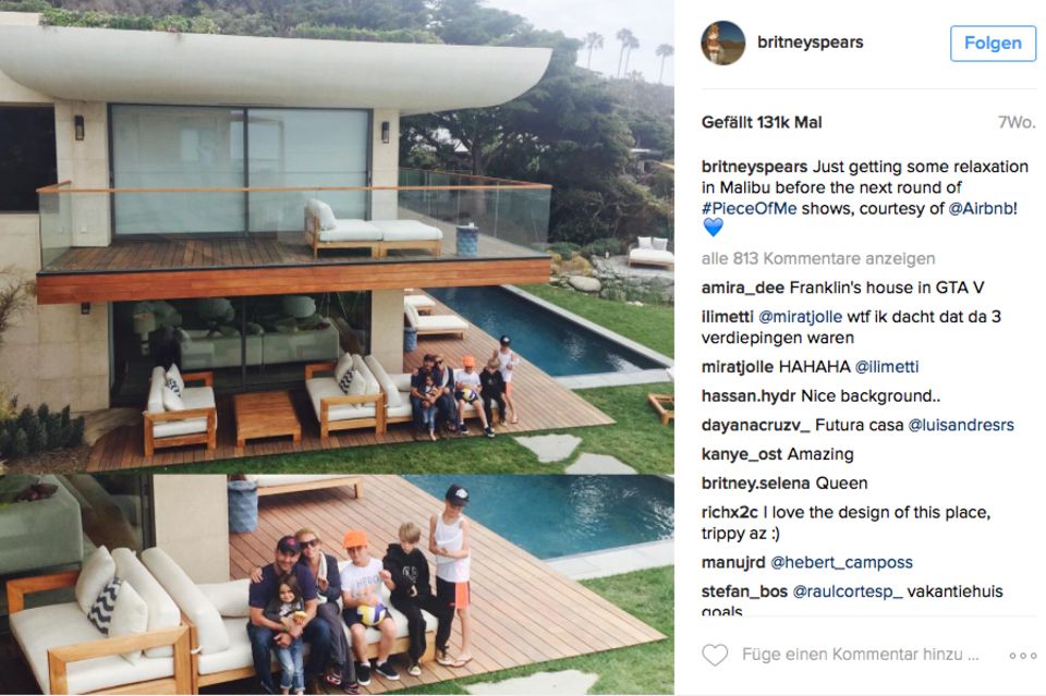 Urlauben wie die Stars: So lässt es sich lieben: Britney Spears entspannt in ihrer Airbnb-Unterkunft in Malibu. So lässt es sich lieben: Britney Spears entspannt in ihrer Airbnb-Unterkunft in Malibu.