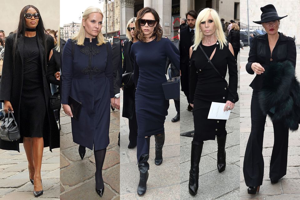 Victoria Beckham, Prinzessin Mette-Marit und Co. besuchen die Trauerfeier für die kürzlich verstorbenen Chefredakteurin der italienischen Vogue Franca Sozzani.