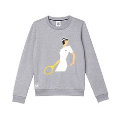 Für die Aufwärmphase: bedruckter Sweater "Roland Garros" mit Retro-Lady (Lacoste Sport, ca. 120 Euro)