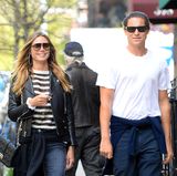 23. April 2017   Tolles Wetter für einen Spaziergang: Heidi Klum und Vito Schnabel bummeln bester Laune durch West Village in New York.