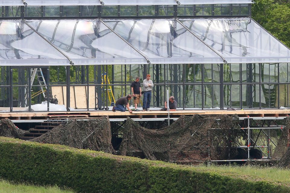 Pippa Middleton : Seit Sonntag soll der Aufbau für die Party-Location laufen. Seit Sonntag soll der Aufbau für die Party-Location laufen.
