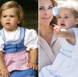 Prinzessin Madeleine und Prinzessin Leonore  Mit anderthalb Jahren ist Prinzessin Madeleine ein entzückender royaler Spross. Vergleicht man ihre Kinderfotos mit heutigen Bildern der schwedischen Königsfamilie wird schnell klar: Ihre Tochter Leonore kommt voll und ganz nach ihr. 