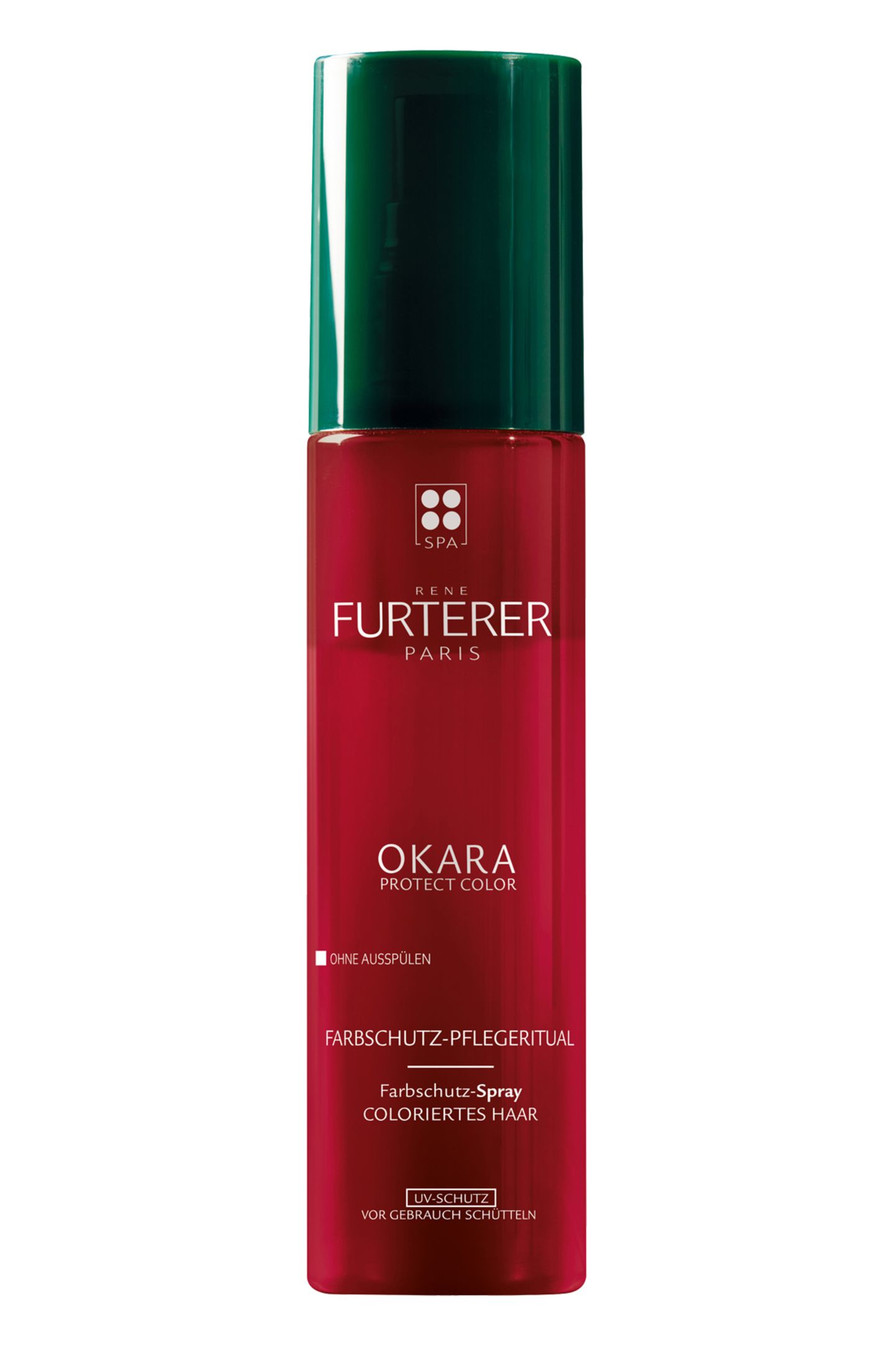Leave-in Farbspray mit UV-Schutz: "Okara Protect Color Farbschutz-Spray" von René Furterer, 150 ml, ca. 16 Euro