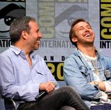 Regisseur Denis Villeneuve bringt Ryan Gosling bei der "Blade Runner 2049"-Konferenz zum Lachen. 