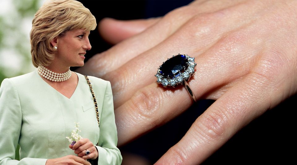 Lady Di Kate Middleton facett.reich.Kristall Verlobungsring Prinzessin Diana 