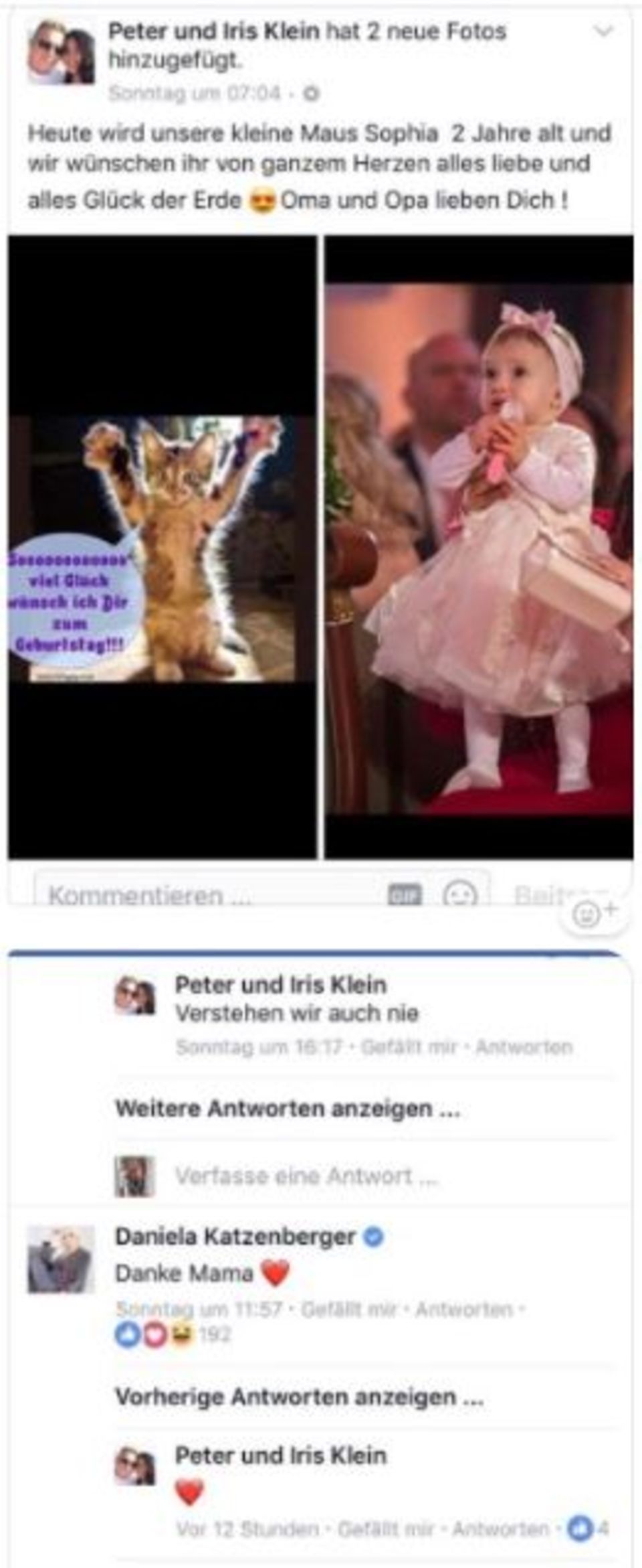 Zoff mit Schwester Jenny Frankhauser: Facebook-Nachricht von Iris Klein Facebook-Nachricht von Iris Klein