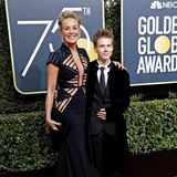Die hinreißende Sharon Stone hat ihren Sohn Roan als Begleiter mitgebracht.