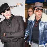 Da müsste selbst Schock-Rocker Marilyn Manson nicht schlecht staunen: Spätestens dank seines gewöhnungsbedürftigen Outfits ist die Ähnlichkeit von Hollywoodstar Nicholas Cage zu dem Sänger kaum zu übersehen. Man stelle sich Cage mit hellem Make-up vor; der Schauspieler könnte dank der ähnlichen Gesichtszüge glatt als Doppelgänger einspringen.