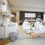 Das großzügige Apartment des Produzenten Timbaland besteht aus sechs Schlaf- und acht Badezimmern. Helles Holz und die Farbtöne Grau und Weiß dominieren ganz klar. 