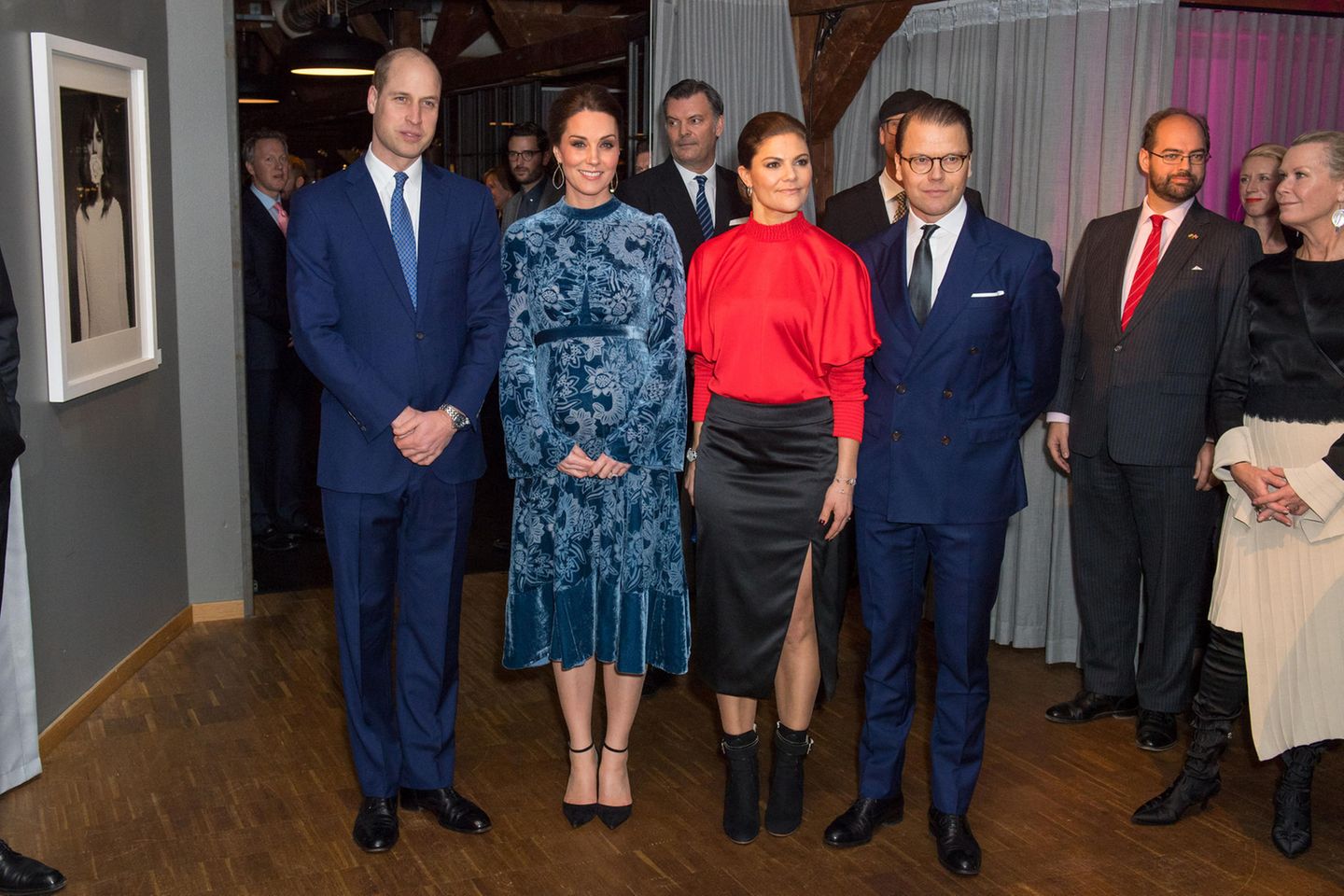 Schweden - Tag 2    Prinz William, Herzogin Catherine, Prinzessin Victoria und Prinz Daniel werden in der "Fotografiska" Galerie zum Thema schwedische Kultur empfangen.