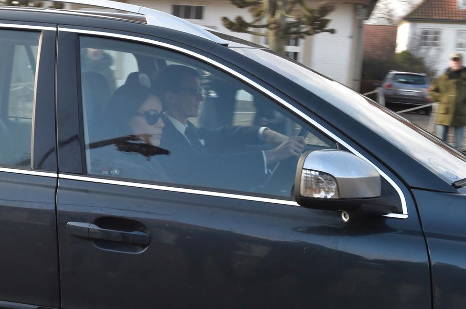 14. Februar 2018   Prinzessin Marie und Henriks Sohn Prinz Joachim bei der Ankunft am Schloss Fredensborg.