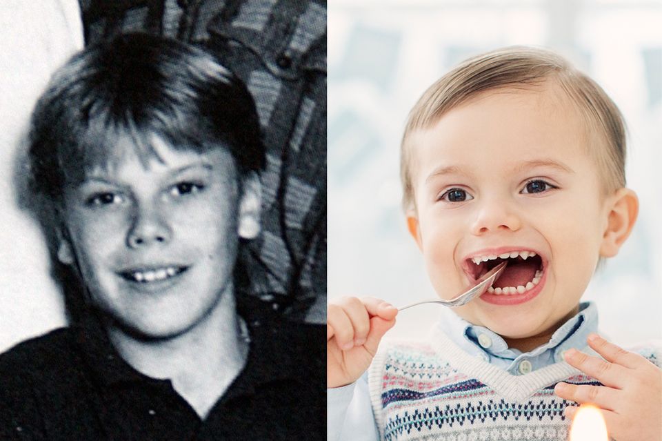Ein Schulfoto von Daniel Westling aus dem Jahr 1987 und das aktuelle Geburtstagsfoto von Prinz Oscar zeigen die Ähnlichkeit. 