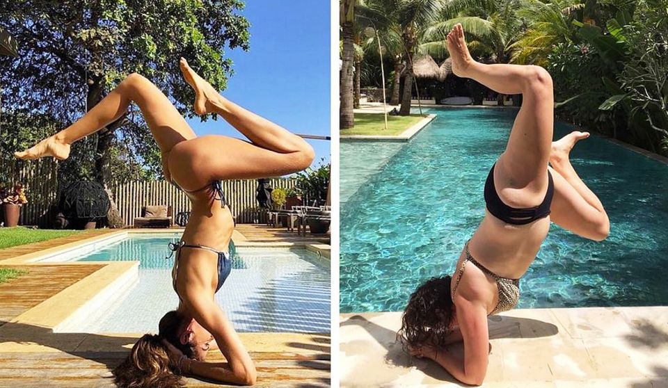 Perfekt trainiert zeigt sich "Victoria's Secret"-Model Izabel Goulart in Yoga-Position. Celeste Barber tut dies auf ihre Weise. Herrlich! Mit ihren Parodien hat die Australierin inzwischen Millionen Fans weltweit.