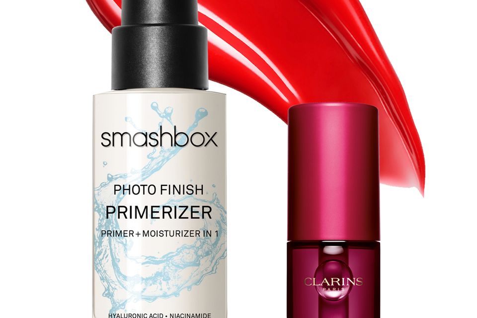 Hochzeitsvorbereitung: 1. "Photo Finish Primerizer" von Smashbox, ca. 39 Euro, exklusiv bei Douglas; 2. "Eau à Lèvres Water Lip Stain Violet" von Clarins, ca. 23 Euro 1. "Photo Finish Primerizer" von Smashbox, ca. 39 Euro, exklusiv bei Douglas; 2. "Eau à Lèvres Water Lip Stain Violet" von Clarins, ca. 23 Euro