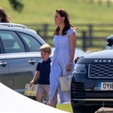 Stilvoll beim Polo: Herzogin Catherine glänzt beim Maserati Royal Charity Trophy in einem sommerlichen Midi-Kleid. Gemeinsam mit Prinz George und Prinzessin Charlotte verbringt sie einen echten Familientag auf der Wiese. Und das besondere daran: Kates Kleid ist ein echtes Schnäppchen ... 